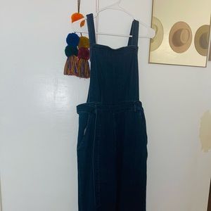 Woman’s tie-front denim overalls